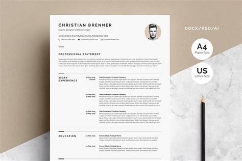 Elegant Resume Template | Creative Illustrator Templates ~ Creative Market