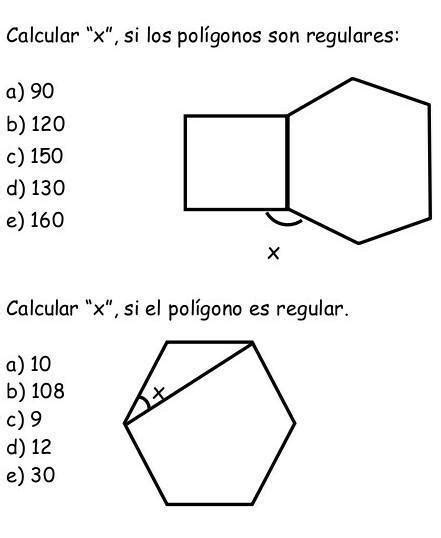 Calcular X Si Los Pol Gonos Son Regulares El De Arriba Y Con