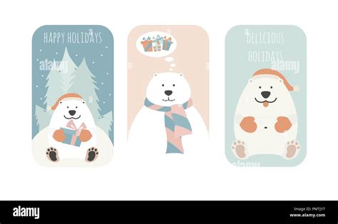 Cute Fat Polar Bear Christmas Holiday Greeting Card Poster Design