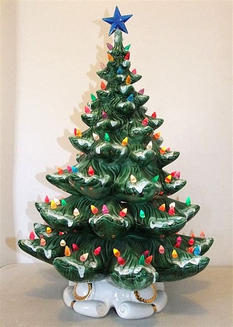 Huge 24 Vintage Atlantic Mold Ceramic Christmas Tree Loads Of Lights