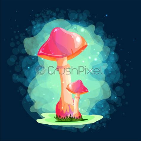 Mushrooms Magic drawings with mushrooms Against a dark background with ...