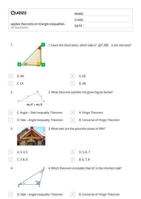 50 Triangle Theorems Worksheets For 8th Class On Quizizz Free