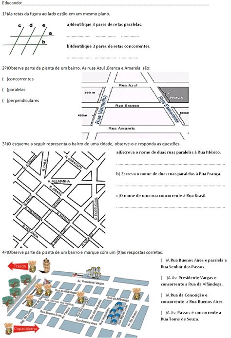 Bel Cardozo Atividade Retas Paralelas Concorrentes E Perpendiculares