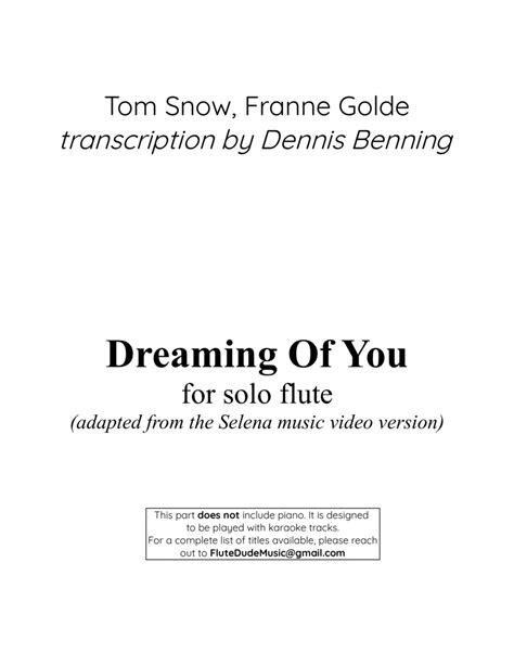 Dreaming Of You Arr Dennis Benning Sheet Music Selena Flute Solo