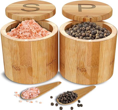 Multipurpose Bamboo Salt Box Spice Cellar Sugar Container Etsy