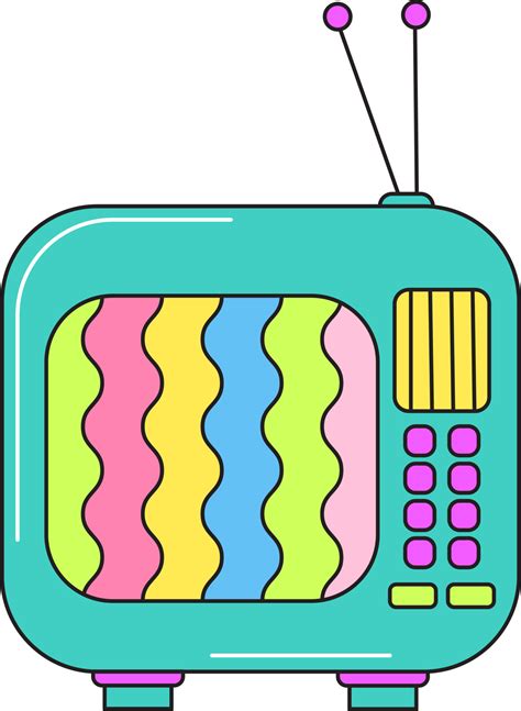 Old TV retro 90s style. Colorful sticker isolated on transparent ...