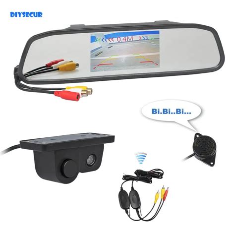 DIYSECUR Wireless Parking Monitor System 4 3 Car Mirror Monitor Rear