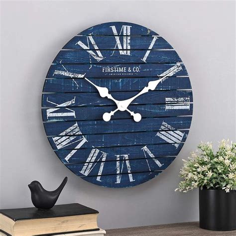 FirsTime Co Shiplap Farmhouse Wall Clock American Crafted White