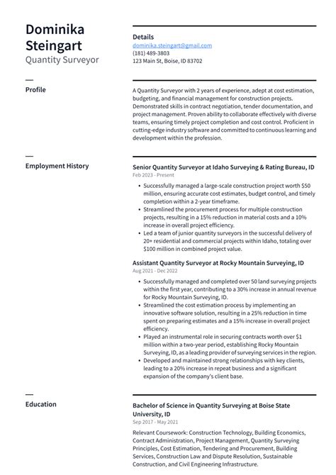 Top Quantity Surveyor Resume Objective Examples