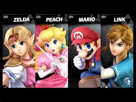 Zelda VS Peach VS Mario VS Link LV 9 CPU Battle Super Smash Bros