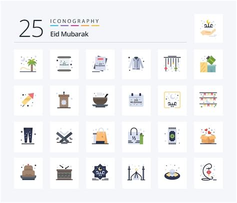 Eid Mubarak 25 Paquete De Iconos De Color Plano Que Incluye La Moda