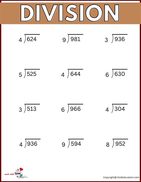 3rd Grade Division Worksheet