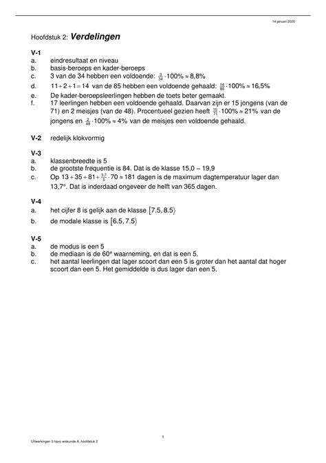 Moderne Wiskunde 11e Editie 5 Havo Wiskunde A Hoofdstuk 2 Uitwerkingen