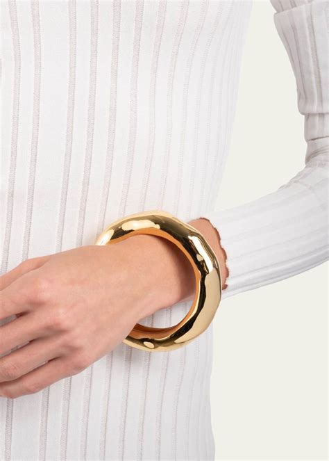 Alexis Bittar Molten Gold Wide Bangle Bracelet Size Large Bergdorf