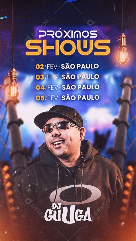 Story Próximos Shows Dj Guuga Flyer Social Media PSD Editável download