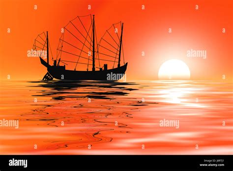 sunset, sunrise, sailing ship, sailing boat, sailboat, rowing boat, boat Stock Photo - Alamy