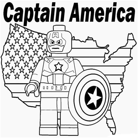 Lego Captain America Und Flagge Der USA Ausmalbilder Kostenlos