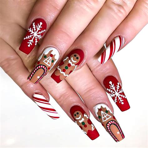 Amazon YOSOMK Christmas Press On Nails Medium Square Fake Nails