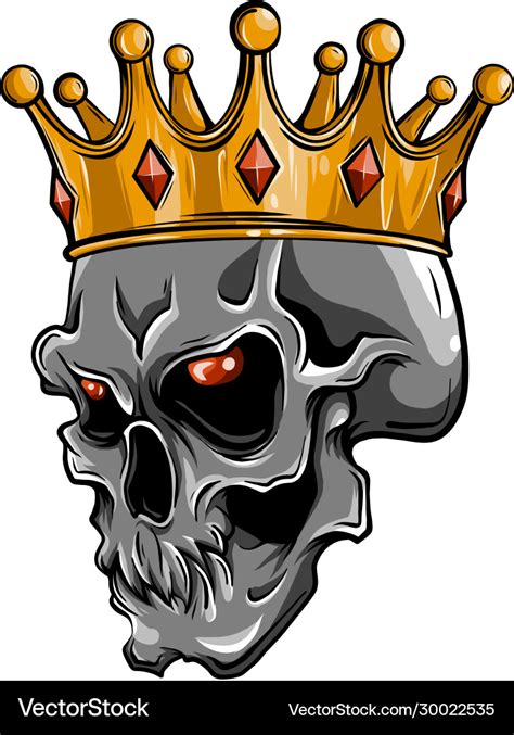 Hand Drawn King Skull Wearing Crown Royalty Free Vector