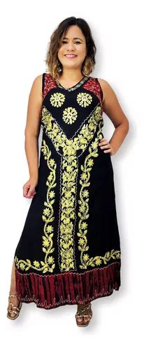 Vestido Longo Indiano Batik Regata Bordado Moda Boho 2527