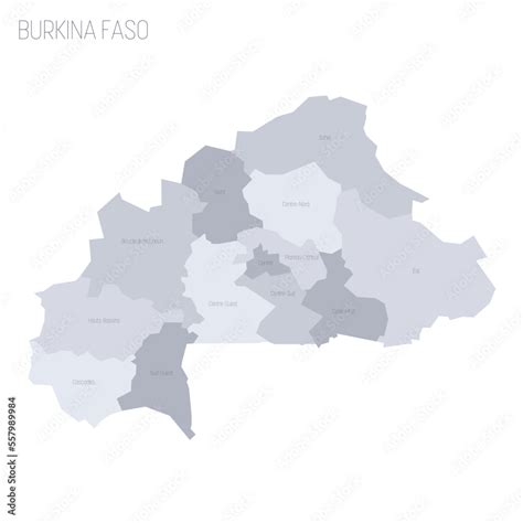 Burkina Faso Political Map Of Administrative Divisions Regions Grey