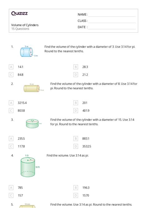 50 Volume Of A Cylinder Worksheets For 7th Class On Quizizz Free