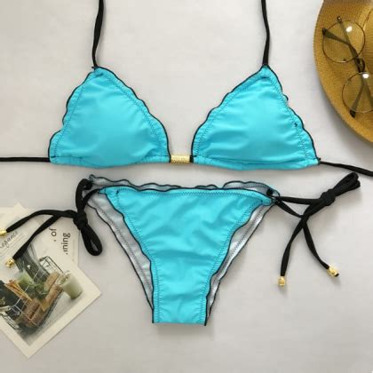 Pure Color Bikini Bind Sexy Swimsuit On Luulla