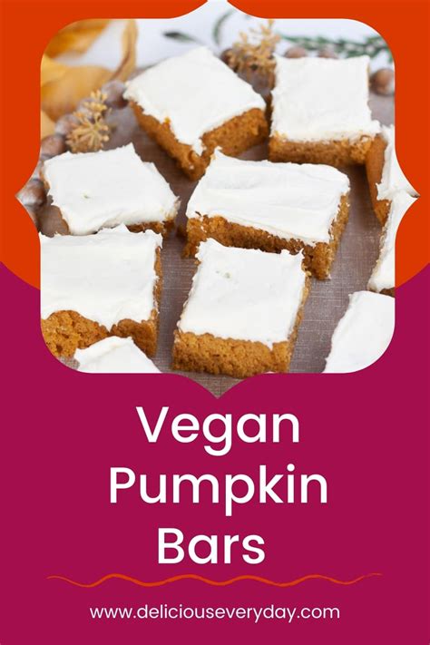 Vegan Pumpkin Bars Dairy Free Frosting Delicious Everyday