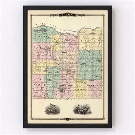 Vintage Map of Iowa County Wisconsin, 1878 by Ted's Vintage Art