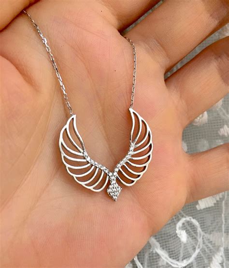 925 Sterling Silver Wings Necklace Angel Wings Necklace Etsy