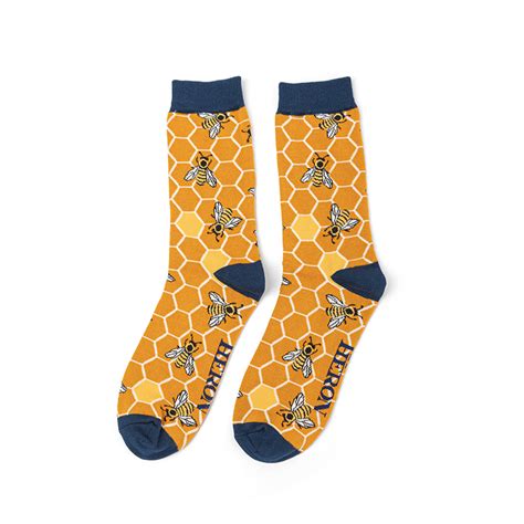 Mr Heron Bee Hive Socks Mustard