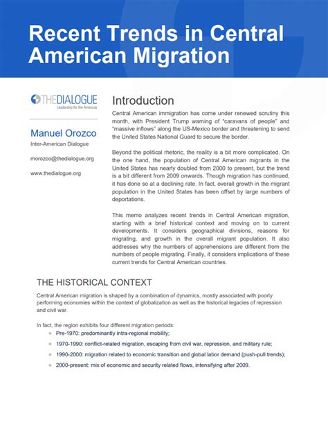 Recent Trends in Central American Migration - The Dialogue