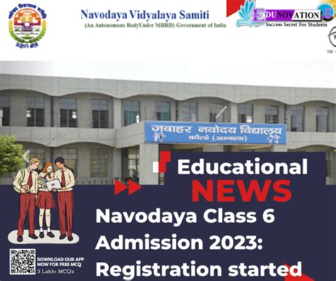 Navodaya Class 6 Admission 2023 Registration Started Edunovations