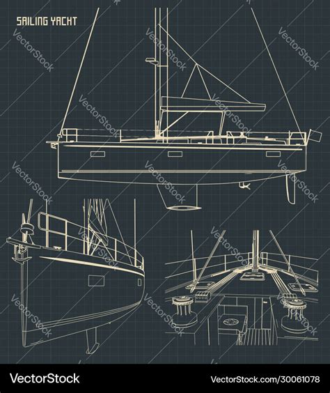 Sailing yacht blueprints Royalty Free Vector Image