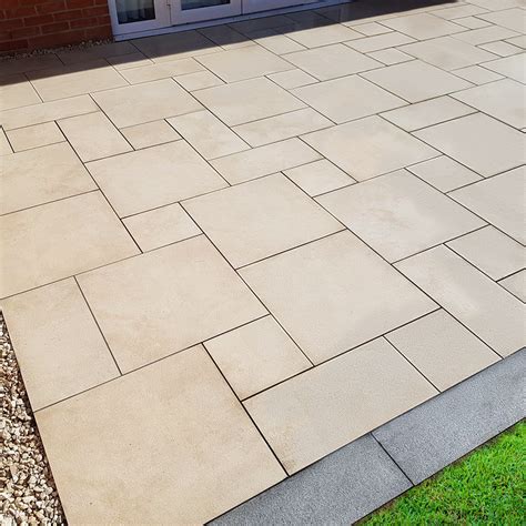 Ivory Beige Mixed Size 20mm Vitrified Porcelain Paving Slabs 22m²