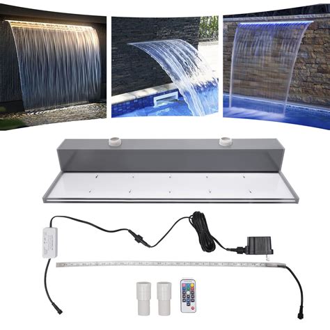 7 Colors Electric LED Light Pool Fountain Garden Waterfall Spillway ...