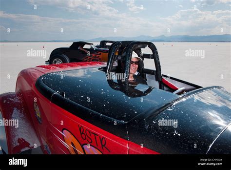 Bonneville Salt Flats Speed Week Retro Motor Bike Racing In USA Hot