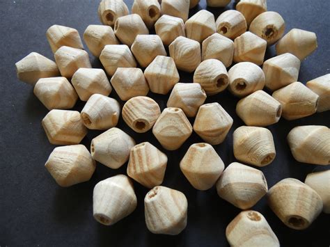 16x15mm Natural Unfinished Wood Beads Wooden Chunky Bicone Etsy