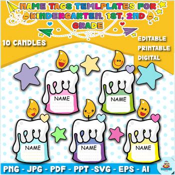 Name Tags Editable Templates for Kindergarten,1st, 2nd Grade Printable ...