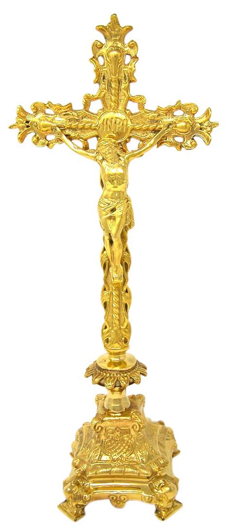 Buy Jesus Christ Cross Polished Solid Brass Standing Crucifix For