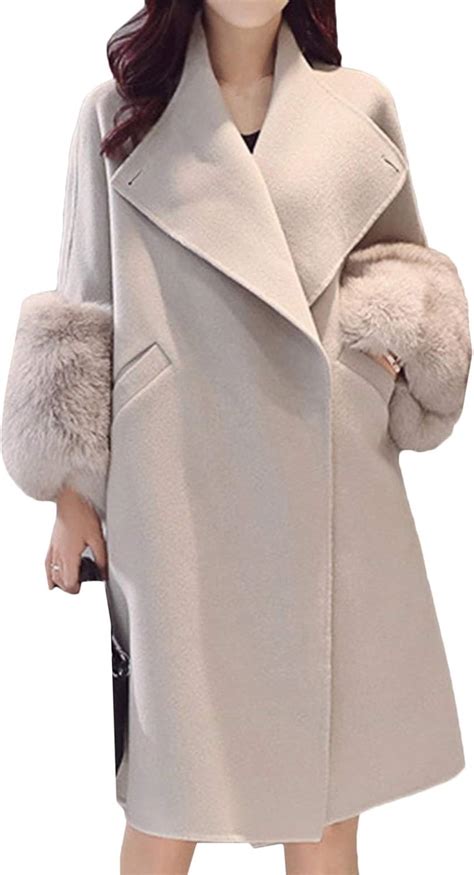 Biran Cappotto Invernale Da Donna Cappotto In Collo Unico Lana Con In