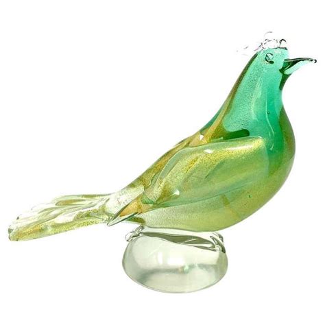 Green And Gold Italian Murano Art Glass Bird At 1stdibs