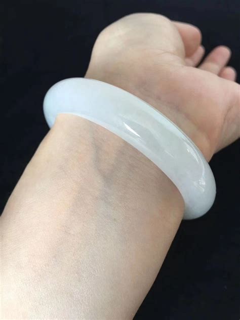 Natural Jadeite Bangle Mm Ice Species White Jadeite Wide Strip