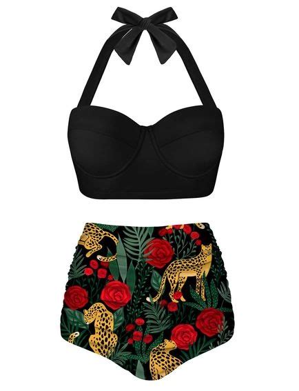CZIMOO dámský komplet bikin sexy leopardí plavky Halterneck Elegantní top bikini šortky s