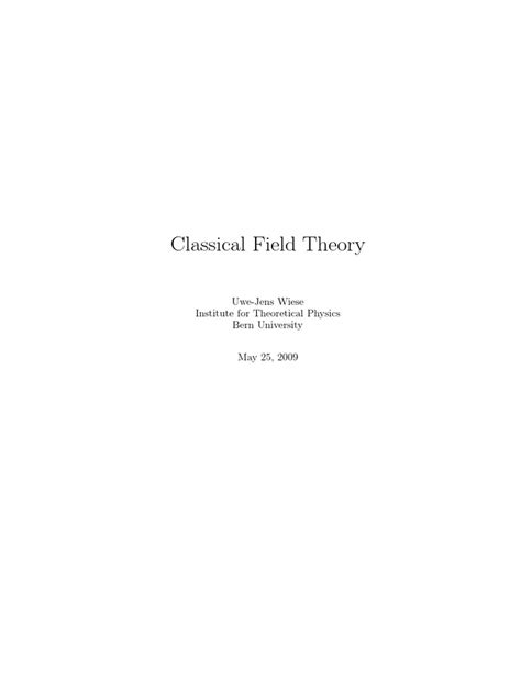 Classical Field Theory Pdf General Relativity Special Relativity