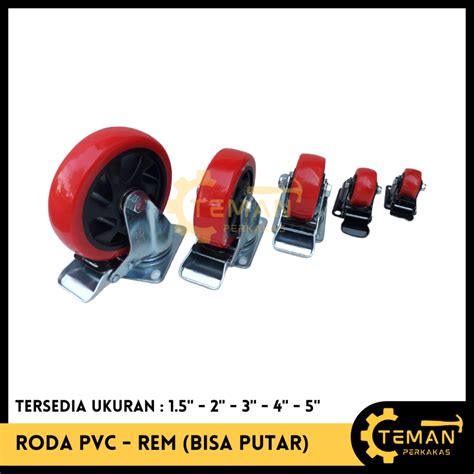 Jual RODA TROLI PVC 5 INCH RODA TROLLEY PVC MERAH 5 HIDUP MATI REM