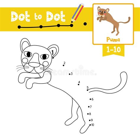 Dot To Dot Educational Game And Coloring Book Jumping Puma Animal