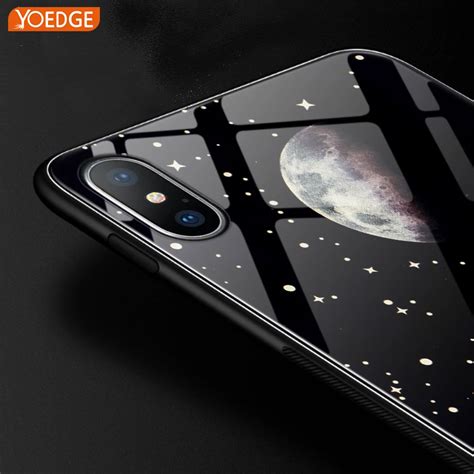 Tempered Glass Phone Case For IPhone X Star Space Shockproof Glass Slim