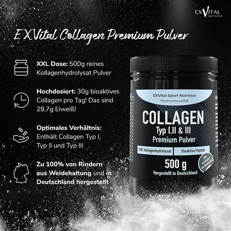 Collagen Pulver 500 Gramm Bioaktives Kollagen Typ 1 2 3 100 Rind