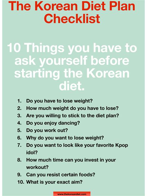 Korean Diet Plan Checklist - The Korean Diet